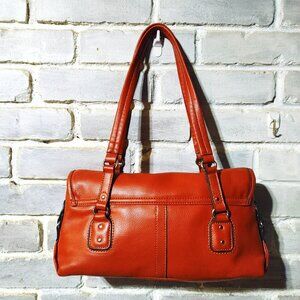 Relic Burnt Orange Tote Handbag Shoulder Bag Double Handles Faux Leather Buckle